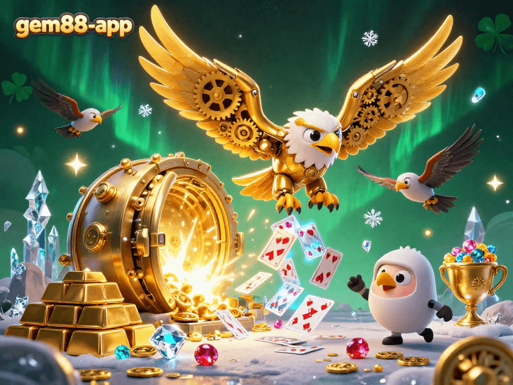 Experience the excitement of gem88-app with dynamic holographic cards and gold treasures.