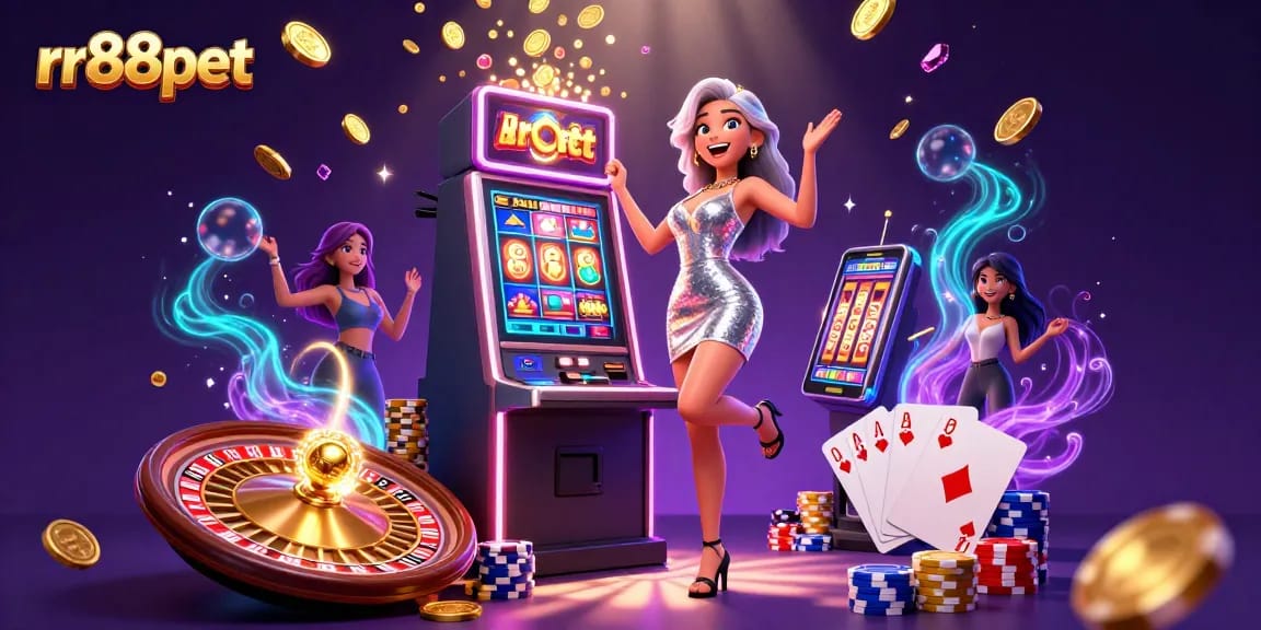 Spin and win at rr88pet with a dazzling jackpot celebration featuring exciting casino elements