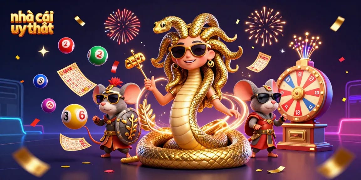 Engage with a fun scene showcasing nhà cái uy tín, highlighted by a charming Medusa and casino themes.