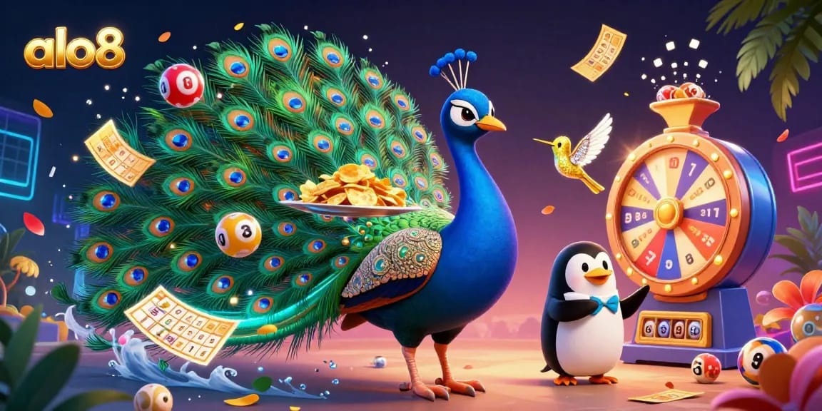 Play exciting games at alo8 with vibrant characters, lottery elements, and engaging casino atmosphere.