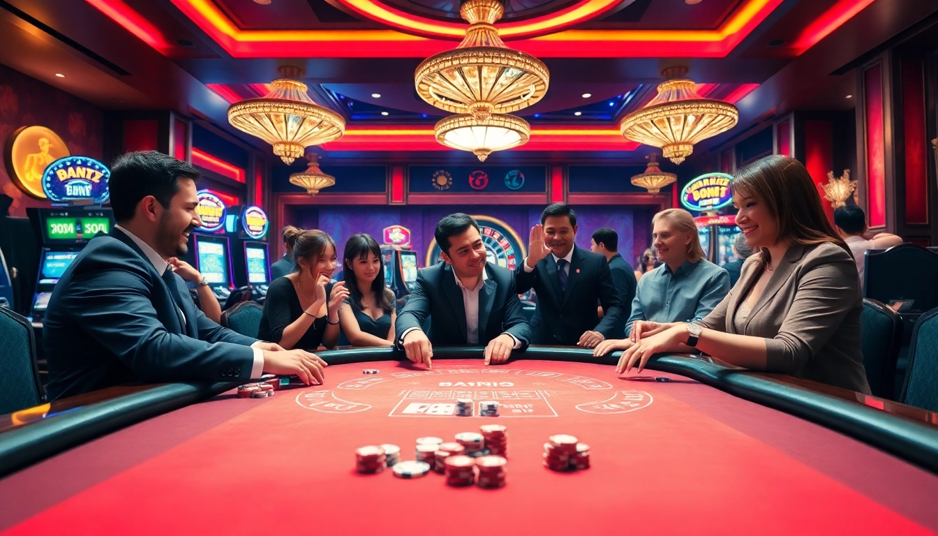 Players enjoying a thrilling game at 789club casino, showcasing colorful table games and excitement.