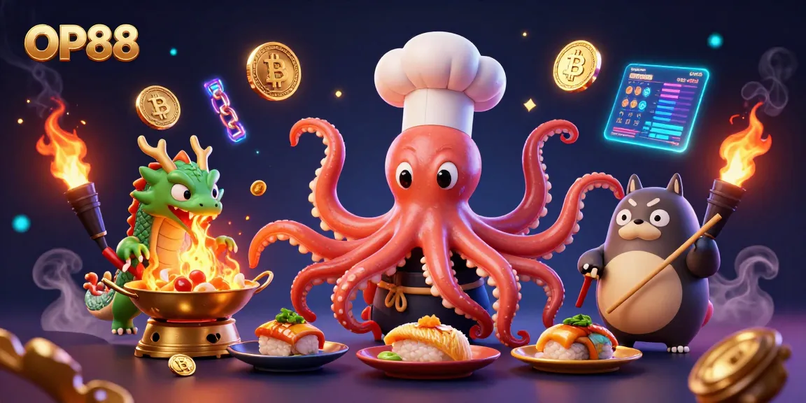 Experience thrilling games with OP88 as a sushi chef octopus, dragon, and tanuki create fortune.