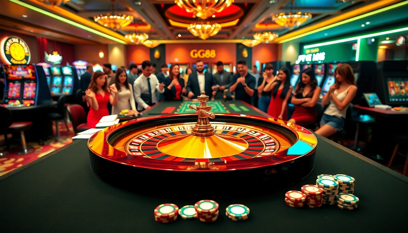 Enjoying an exciting game at the GG88 roulette table with vibrant chips and bets.