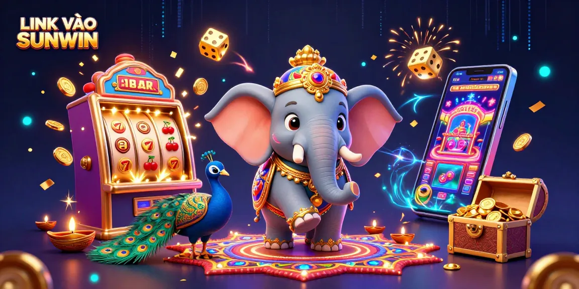 Engage in exciting gameplay with LINK VÀO SUNWIN as the vibrant casino scene unfolds with jackpots and colorful symbols.