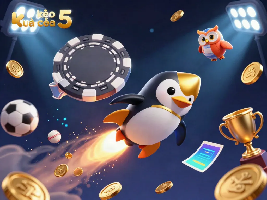 Experience fast-paced action with kèo nhà cái 5 as a golden penguin navigates a dynamic casino universe.