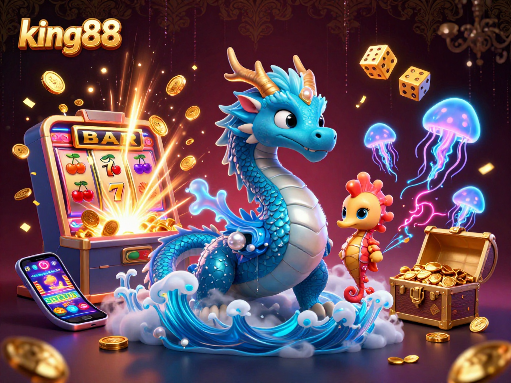 Engage with king88's vibrant slot machine action and dazzling ocean-themed characters.