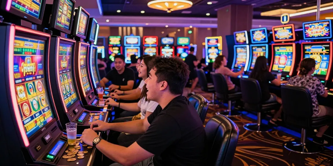Players enjoying a lively slot gacor game in a vibrant casino environment.