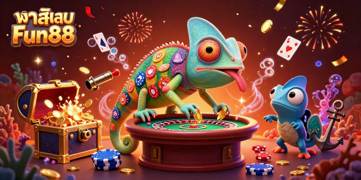 Experience the vibrant ambiance of คาสิโน Fun88 with a dynamic chameleon casino owner and rich game elements.