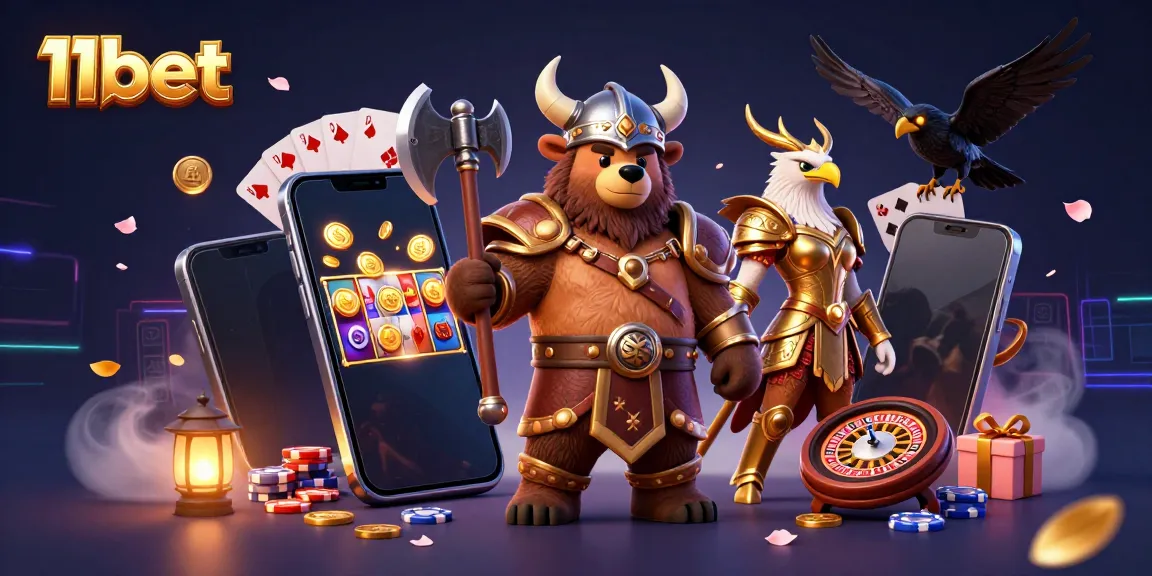 Experience the excitement of 11bet with a vivid 3D casino scene featuring characters and engaging game elements.