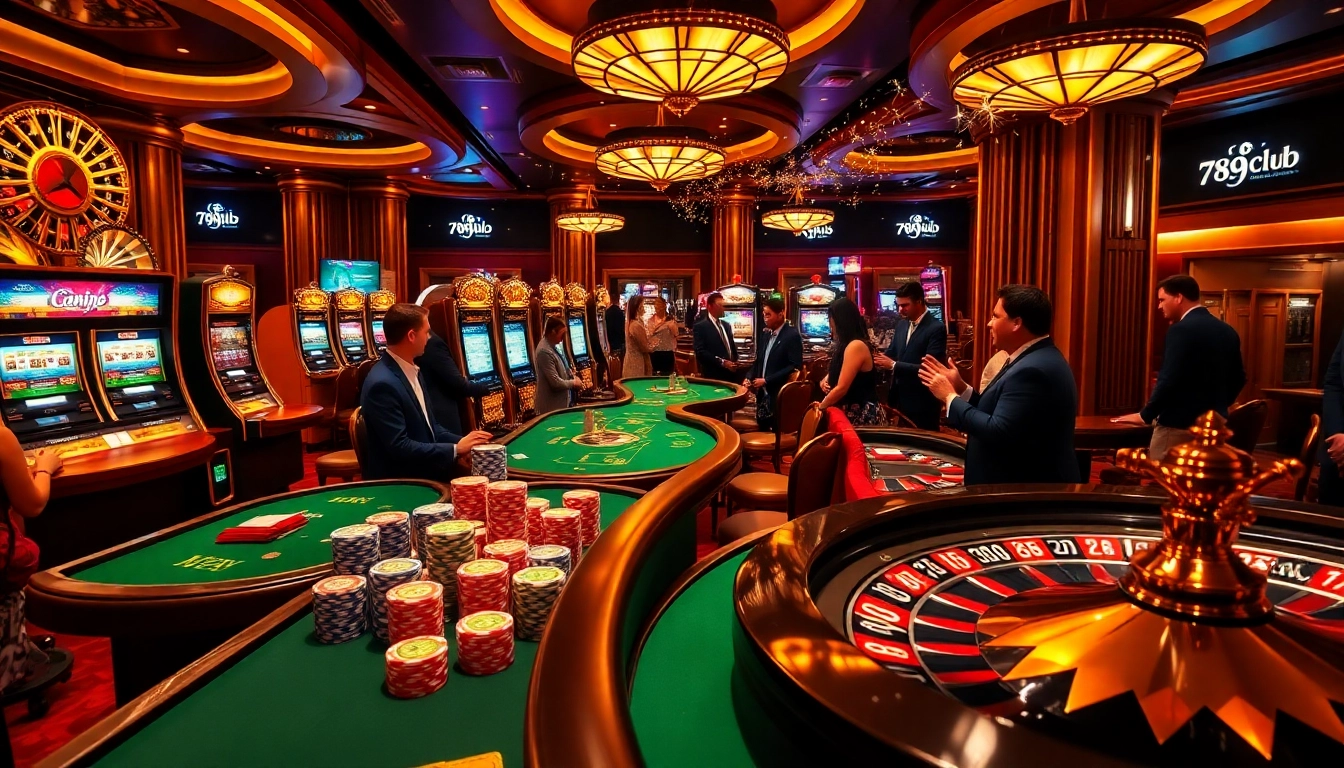 Exciting gaming action at 789club featuring colorful casino tables and energetic players.