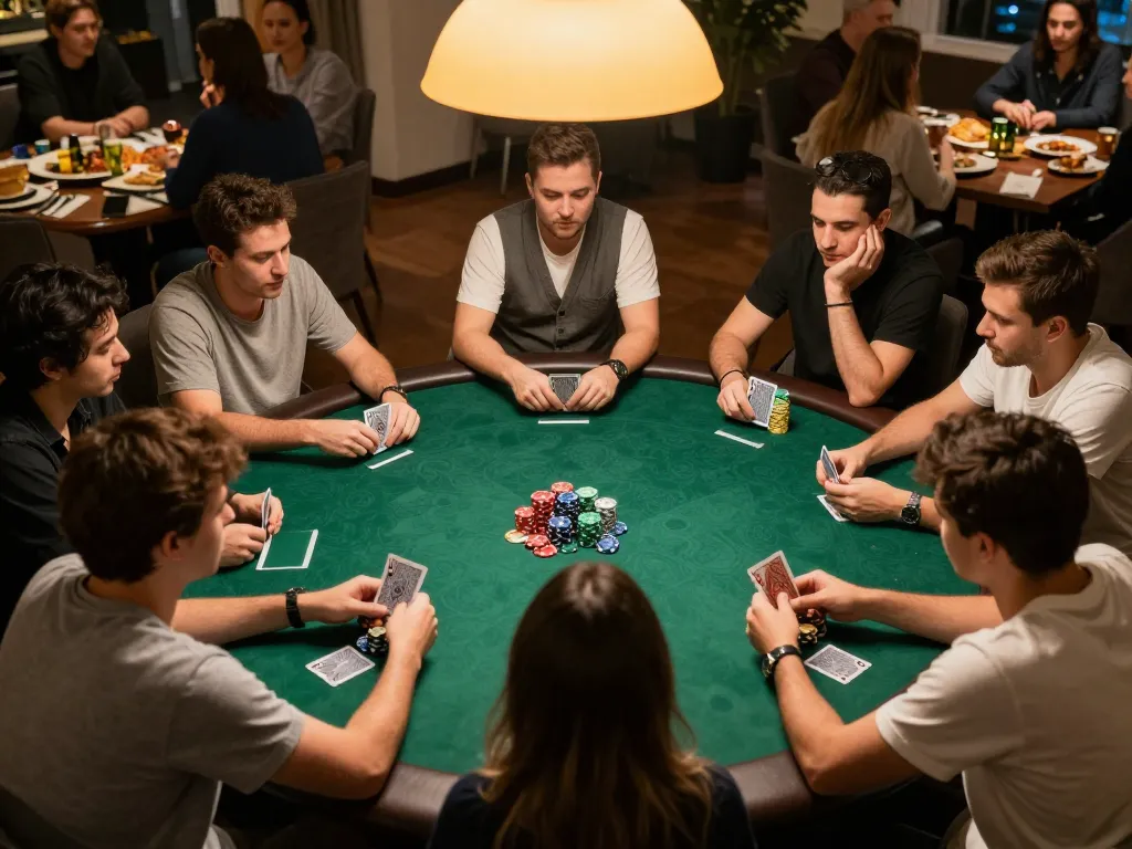 Players engage in an exciting poker game at home while representing nhà cái MM88 with strategic gameplay and social bonding.