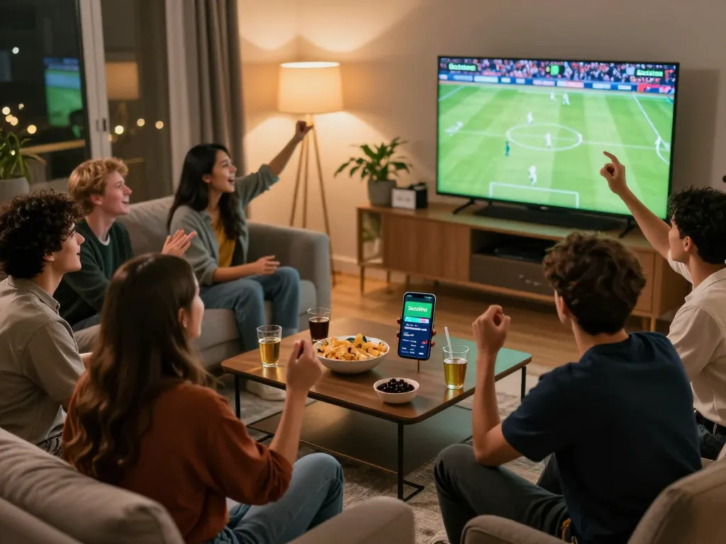 Socolive viewing party with friends enjoying live sports and betting options during an exciting match