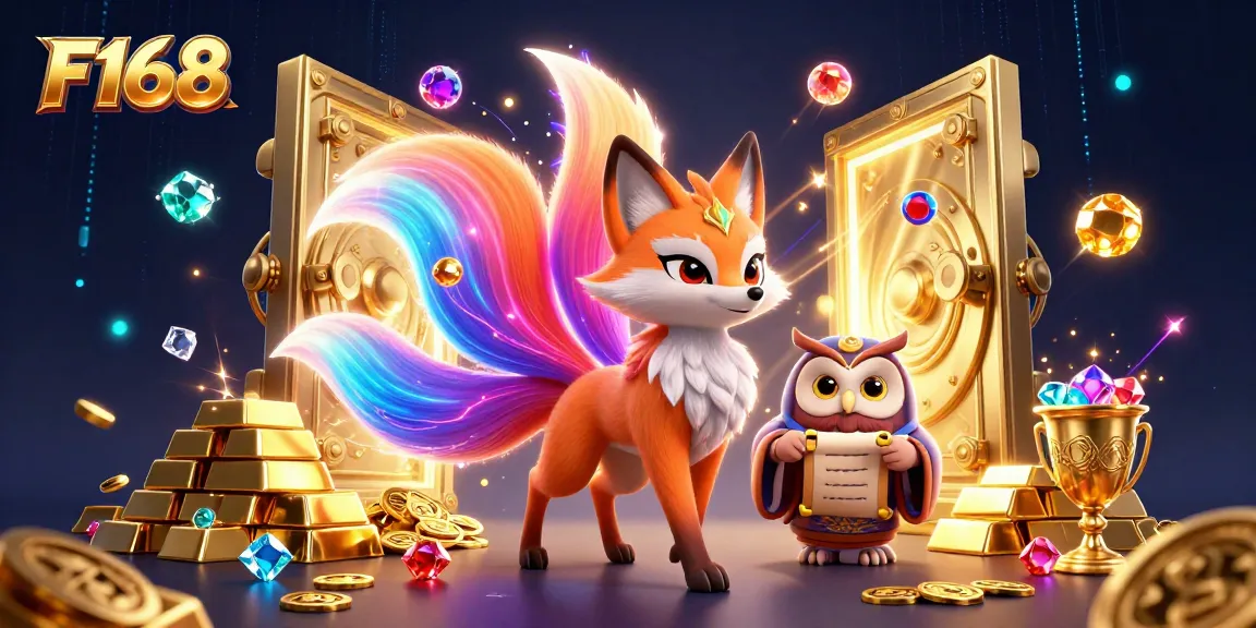 Engage in thrilling gameplay at F168 with vibrant characters and treasure elements in a dynamic casino setting.