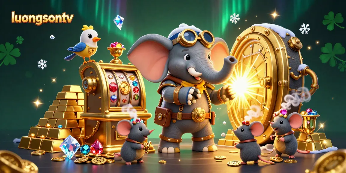 Spin the golden slot machine with LuongSonTV for exciting gameplay, shining gems, and treasures.