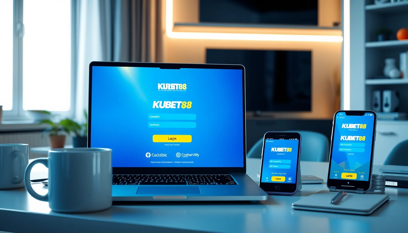 Login screen of KUBET88 – Gateway to Professional Betting Experience on a Modern Laptop.